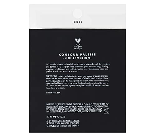 Contour Palette, 4 Shades, Customizable, Easy to Apply, Sculpts, Shades, Brightens, Light/Medium, Infused with Vitamin E, All-Day Wear 16g