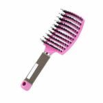 Detangling Nylon Bristle Brush, Single White Brush Anti-Static Detangler, Wet or Dry Use, Fast Blow Drying