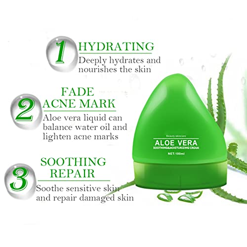 AloeVera Creams Hydrating Moisturizing Improves Sunburn Skin Care Products After Sun Repairs Moisturizer 100ml Old Man Facial Hair (d-color, One