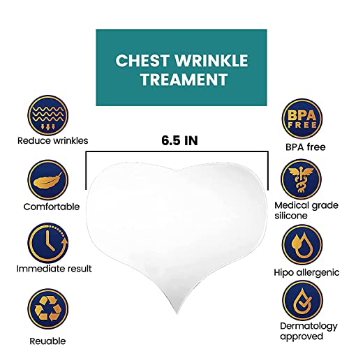 Muzooy 4 Pack Chest Wrinkle Pads, Anti Wrinkle Silicone Chest Patches, Resuable and 100% Medical Grade Décolleté Anti Wrinkle Patches, Overnight