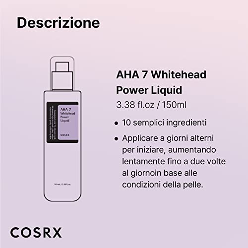 COSRX AHA 7 Whitehead Power Liquid 3.38 fl.oz / 100ml | Glycolic acid 7% Dark Spot Remover | Korean Skin Care, Animal Testing Free, Paraben Free