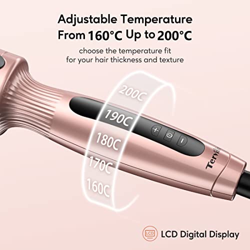 Terviiix Thermal Brush Ceramic Tourmaline Ionic Curling Iron Brush, 38MM Volumizing Hot Brush Create Root Volume & Loose Curls, Digital Display 5