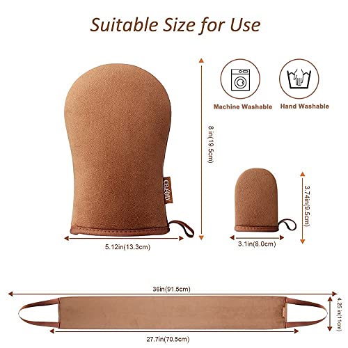 Celecily Fake Tan Mitt Applicator - Self Tanning Mitt Set with velvet Tanning Mitten for Self Tan Mitt, Self Tanner Back Applicator, Face Fake Ta