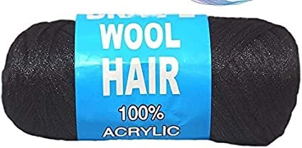 Milah Brazilian Wool hair |1 Roll | Braids Twists |Knitting Brazil Wool | Braiding African Hair Black(1 Roll)