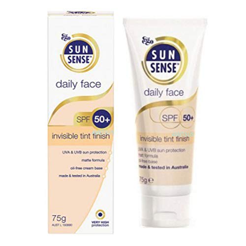 Ego Sunsense Daily Face Invisible Tint Finish SPF50+ PA++++ UVA UVB Sunscreen 75g Ametsus (Pack of 3)