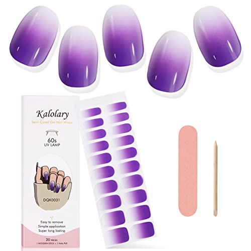 Kalolary Gel Nail Polish Strips, Semi Cured Nail Gel Art Sticker Waterproof Full Nail Wraps Decal Sets with Nail File and Stick for Women Girls N