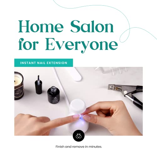 Beetles Easy Gel Tips Nail Extension Kit, 2 In 1 Nail Glue Gel Base Coat with Pre-shaped Medium Almond Nails and U V LED Nail Lamp Acrylic Nail C