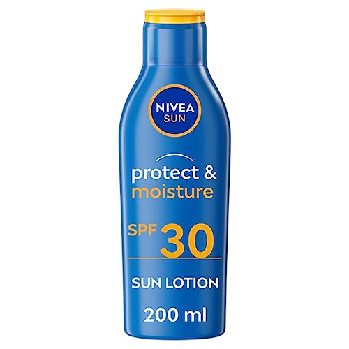 NIVEA SUN Protect & Moisture Sun Lotion SPF 30 (200ml), NIVEA sun cream SPF 30 & SUN Kids Moisturising Sun Lotion SPF50+ (200 ml), Moisturising S