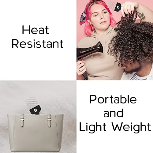 Boorika Metal Afro Comb – Smooth & Sturdy Metal Hair Pick for Detangling and Styling – Afro Pick for Curly Hair – For Home & Salon (Metal Afro Co