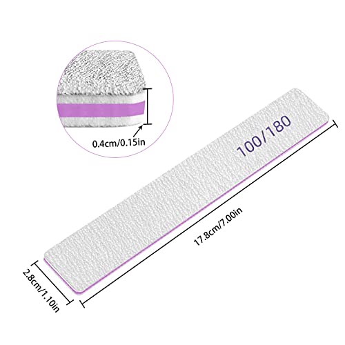 Lofuanna 15 Pack Nail File Set, Professional Square Nail File 100/180 Grit Double Sided Emery Board for Acrylic Nails/Natural Nails,Nail File Man