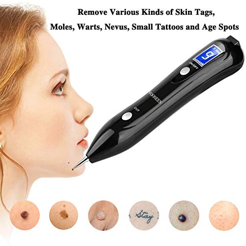 Skin Tags Remover Pen, VOONEEN Mole Remover with 9 Strength Levels &LED Spotlight, Portable Rechargeable Skin Tag Removal Pen for Wart, Freckle,
