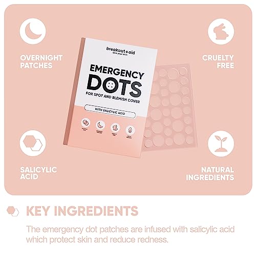 Breakoutaid Pimple patches infused with salicylic acid – Pack of 72 patches translucent Hydrocolloid pimple patch spot treatment stickers for fac