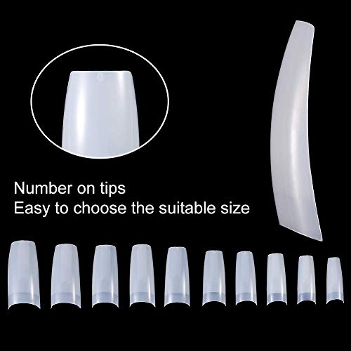FANTESI 1000 Pcs Acrylic Nail Tips French Half Cover Fake Nails Artificial Coffin Nails 10 Sizes for Nail Salons and DIY Nail Art Manicure Tool w