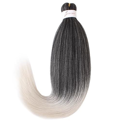 Leeven 3 Packs Pre Stretched Braiding Hair Extension Yaki Texture EZ Braids Hair for Coi Leray Braids Black Braiding Crochet Hair Extensions /30