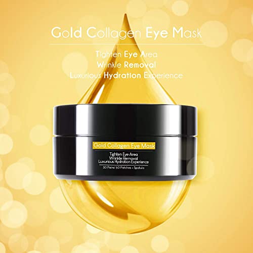 Gold Under Eye Mask Isdream Anti Aging Anti Wrinkle Under Eye Gel Pads Collagen Eye Mask for Dark Circles Under Eye Bags Removal with Hyaluronic