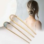 Metal U Shape Hair Pin, Metal French Style Hairpins Vintage Hairpin Simple Hair Stick 2 Prong Updo Chignon Pins Hair Accessories for Women Girls