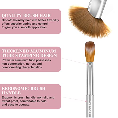 Saviland Pure Kolinsky Acrylic Nail Brush Set - 4PCS Acrylic Nail Brush for Acrylic Powder & Acrylic Liquid Silver Glitter Acrylic Brush, Nail Br
