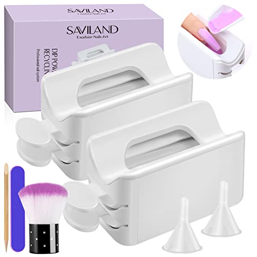 Saviland 29 PCS Dip Powder Nail Kit -【Long Last for 28 Days】20 Colors Dipping Powder, Base & Top Coat Activator Brush Saver, Nail Dipping Powder