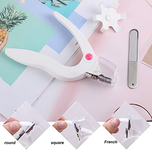 U Shaped Acrylic Nail Clipper, Adjustable False Nail Clipper with Nail File Stainless Steel Nail Trimmer Tips Cutter for Nail Art