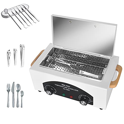 High Temperature Metal Tool Cleaning Box Dry Heat Sterilizer with Timer Manicure Pedicure SPA Salon Barber Equipment for Dentist Clinic Lab Sundr