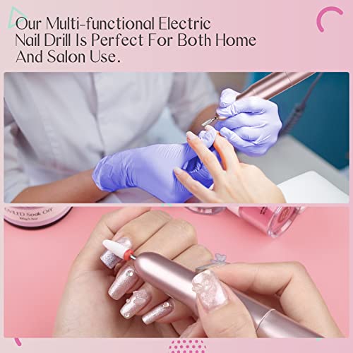 Saviland Electric Nail Drill - Electric Nail Files【Adjustable Speed】Nail Drill【Low Noise&Heat】Portable Nail Files , 20000 RPM with 7PCS Nail Dril