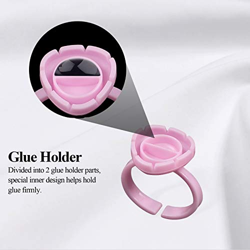 Fenshine 100 PCS Lash Glue Holder Glue Ring Cups Lash Extension Volume Lashes Quick Blossom Cups for Eyelash Extension Supply, 2 Methods of Use (