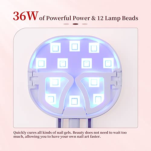 Saviland Mini Nail Lamp - 36W Portable Handheld Mini U V/LED Nail Light for Gel Nails Curing All Soak-Off U V Folding Stand Nail Dryer Easy to Us