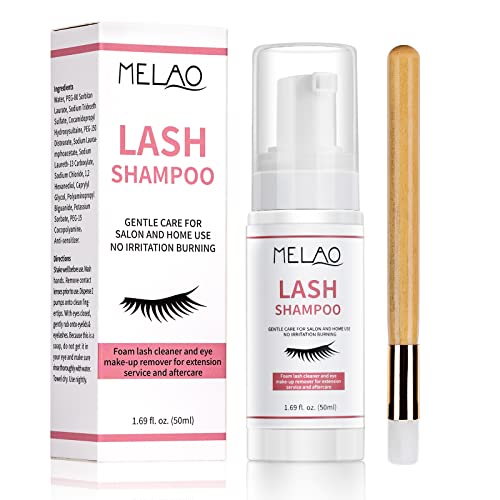 Eyelash Extension Cleanser Eyelid Foaming Cleanser Lash Foam Shampoo for Extensions, Oil, Paraben & Sulfate Free,100% Safe for Natural Lashes, No
