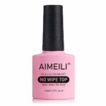 AIMEILI Glossy Top Coat Gel Polish Clear, No Wipe UV LED Soak Off, Nail Art Top Gel, Shine Finish, Long Lasting, Easy to Apply, No Chips, 10ml