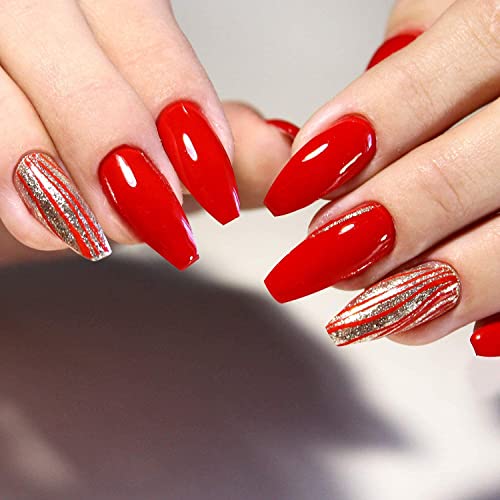 Ballerina Nails Long False Nails Coffin Fake Nails Full Cover Length 100 Pieces Artificial Fingernails Tip with Case for Nail Salons and DIY Nail