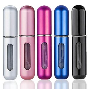 5 PCS Perfume Atomiser Bottles 5ml Refillable Spray Bottle Mini Underfill Empty Travel Bottle for Purse Handbag Pocket Luggage (01-Color)