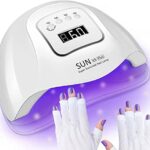 LED UV Nail Lamp, 120W Nail Dryer, Professional Gel Nail Polish Curing Light with 4 Timer Setting, Automatic Sensor and LCD Display, Portable UV