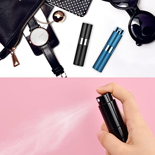 suchkawe Perfume Atomizer, 2 Pieces 8ML Mini Portable Atomizer Perfume Bottle, Travel Perfume Atomiser Bottle Refillable with Funnel, Bottom Pump
