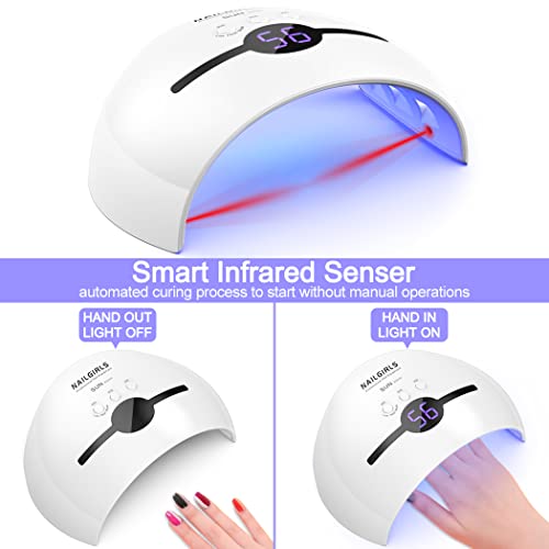 Portable Gel UV LED Nail Lamp,NAILGIRLS 48W UV Nail Lamp for Gel Nails Polish Manicure&Pedicure,UV Lamps for Gel Nails,Professional Salon Curing