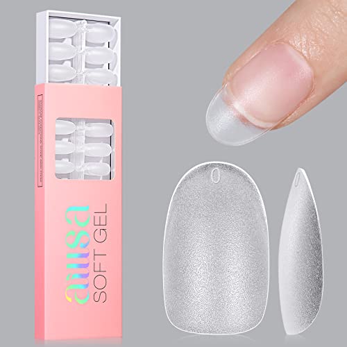 AILLSA Square Nail Tips - Half Matte Full Cover Nail Tips No Filed, 360Pcs Fake False Soft Gel Short Nail Tips Pre-shaped Acrylic Clear Gelly Tip