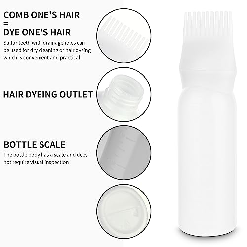 Root Comb Applicator Bottle 6 OZ Hair Oil Applicator Applicator Bottle for Hair Dye Bottle Applicator Brush with Graduated Scale, Profssional Bru