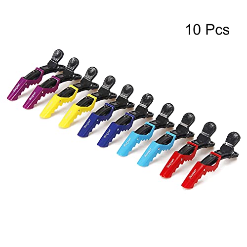 Beayuer Hair Clips 10 Pcs Professional Salon Hair Clip Women Styling Sectioning Clips Durable Plastic Alligator Hairclip with Nonslip Grip and Wi