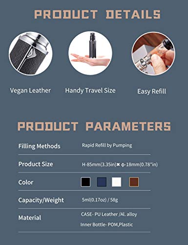 AsaNana Perfume Atomiser, Refillable & Travel Size Perfume Bottle, Leaking Proof,Bottom Pump without Funnel, Luxurious Small women and men, 5ml (