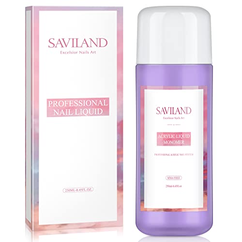 Saviland 250ML Acrylic Liquid High Capacity - Monomer for Acrylic Nails - 8.45OZ Acrylic Monomer Liquid Professional MMA-Free, Non-Yellowing, Acr