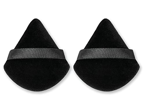 DATAPES 2 Pcs Powder Puff | Triangle Powder Puff | Makeup Puff | Soft Powder Puff | Powder Puff Sponge Reusable With Straps | Velvet Mini Powder