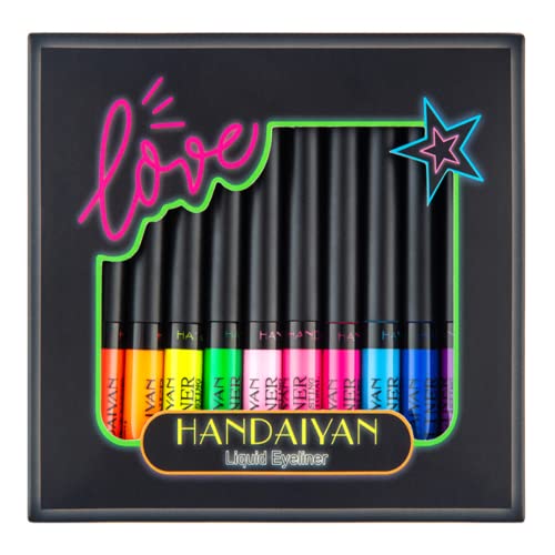 Neon Liquid Eyeliner Set, 12 Colors UV Glow Matte Eyeliner, Waterproof & Smudgeproof Long Lasting Colorful Fluorescent Body Face Paint Makeup for