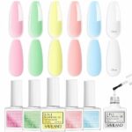 Saviland 5 in 1 Builder Nail Gel Set - 6 Colors Clear Pink Jelly Translucent Builder Gels for Nails Builder Gels in a Bottle Nail Strengthener Ge