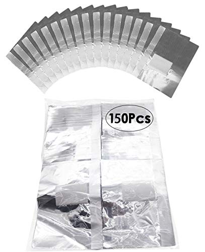 150Pcs Nail Foil Aluminium Wraps Remover for Gel Polish/Acrylic Soak-off Removal, with Pre-attached Lint Free Pad