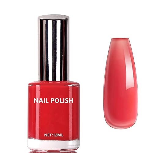 Jelly Nail Polish - Bare Pink Nail Varnish - Translucent Pink Quick Drying & Long Lasting Nail Polish - Water Based Formula & No Need Baking Nail