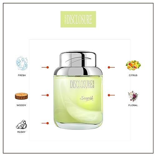 Sapil Disclosure for Men – long Lasting, Feel-good scent for every day – citrus, woody, musky scent – EDT spray fragrance – 3.4 Oz (100 ml).