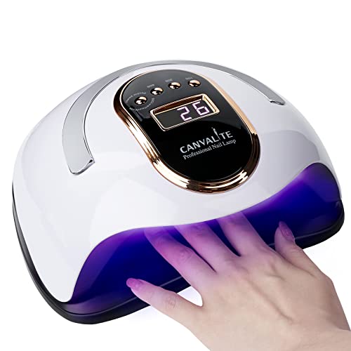 Canvalite UV Nail Lamp 168W Faster Gel Nail Lamp Professional Nail Dryer with Automatic Sensor /4 Timer Settings/LCD Display for Gel Nails Polish
