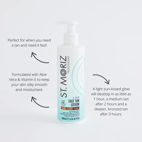 St Moriz Professional Instant 1 Hour Fast Tan Lotion | With Aloe Vera & Vitamin E | Develops in 1-3 Hours | Express Vegan Fake Tan Body Lotion |