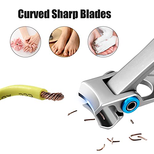 Large Nail Clippers for Thick Nails, Professional 0.63" Wide Jaw Opening Sharp Nail Cutter Heavy Duty Stainless Steel Fingernail & Toenail Clippe