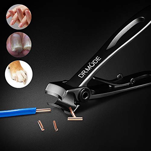 Nail Clippers - DRMODE 15mm Wide Jaw Opening Stainless Steel Fingernail and Toenail Clippers for Thick Nail with Nail File, Slant Edge Cutter for