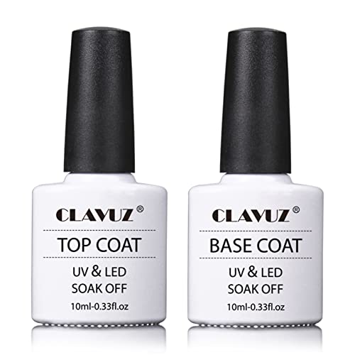 Gel Polish Soak Off CLAVUZ Top Base Coat UV LED Nail Polish+Nail Art Brush Nail Art 10ml